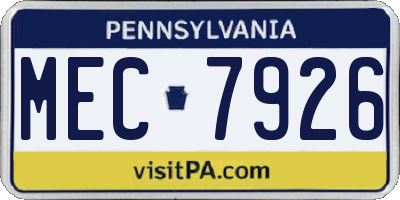 PA license plate MEC7926