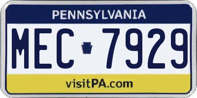 PA license plate MEC7929