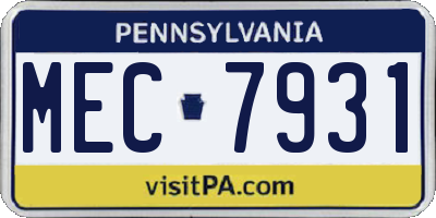 PA license plate MEC7931