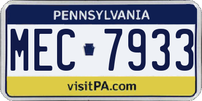 PA license plate MEC7933
