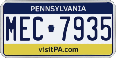 PA license plate MEC7935