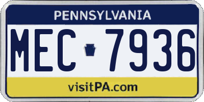 PA license plate MEC7936