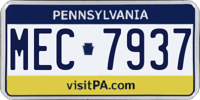 PA license plate MEC7937