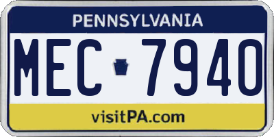 PA license plate MEC7940