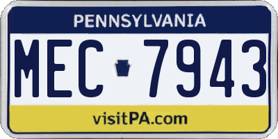 PA license plate MEC7943