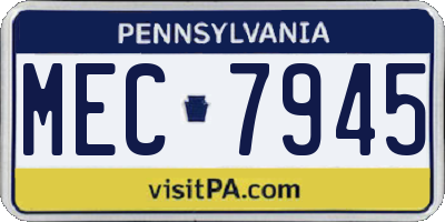 PA license plate MEC7945
