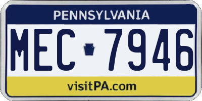 PA license plate MEC7946