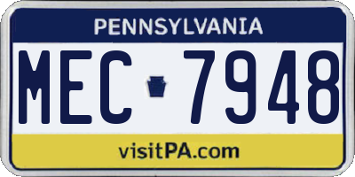 PA license plate MEC7948