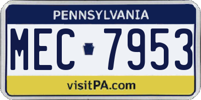 PA license plate MEC7953