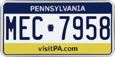 PA license plate MEC7958