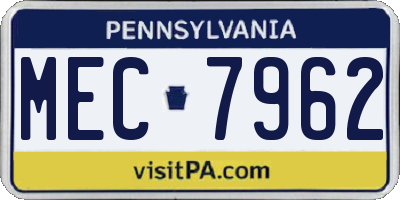 PA license plate MEC7962