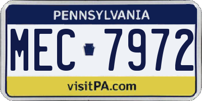 PA license plate MEC7972