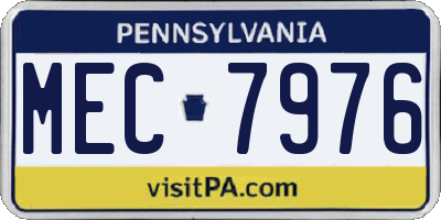 PA license plate MEC7976
