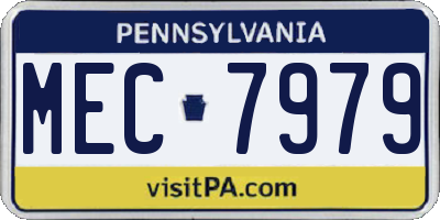 PA license plate MEC7979
