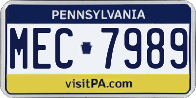 PA license plate MEC7989