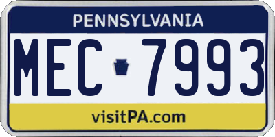 PA license plate MEC7993