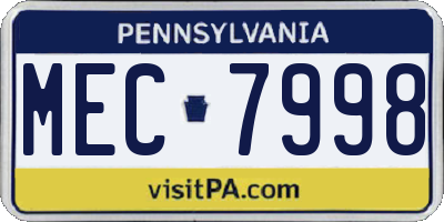 PA license plate MEC7998