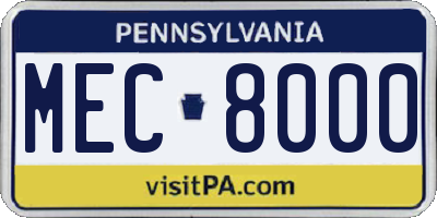 PA license plate MEC8000