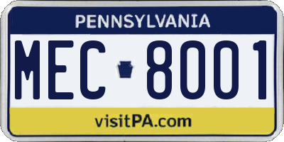 PA license plate MEC8001