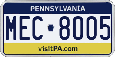 PA license plate MEC8005