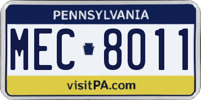PA license plate MEC8011