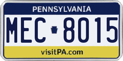 PA license plate MEC8015