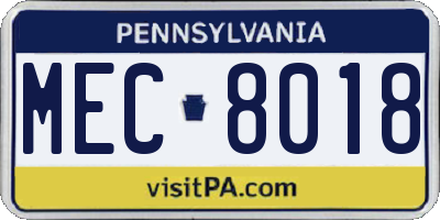 PA license plate MEC8018