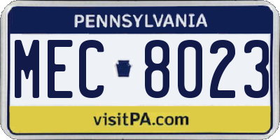 PA license plate MEC8023