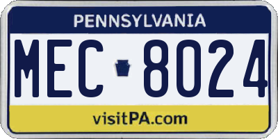 PA license plate MEC8024