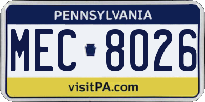 PA license plate MEC8026