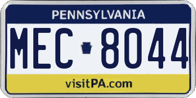 PA license plate MEC8044