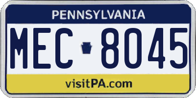 PA license plate MEC8045