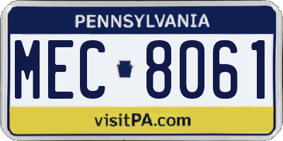 PA license plate MEC8061