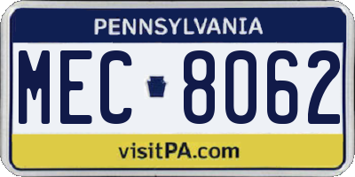 PA license plate MEC8062