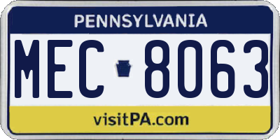 PA license plate MEC8063