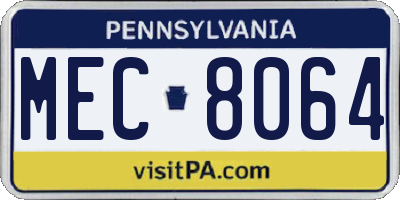 PA license plate MEC8064