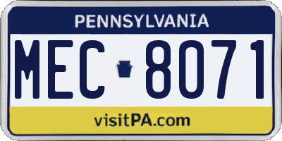 PA license plate MEC8071
