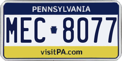 PA license plate MEC8077