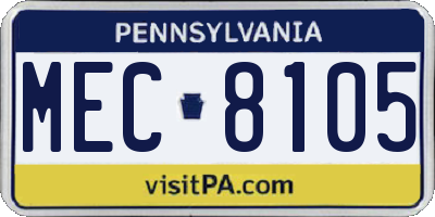 PA license plate MEC8105