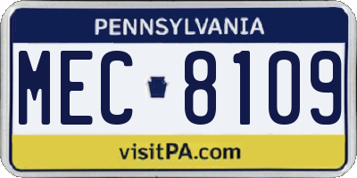 PA license plate MEC8109