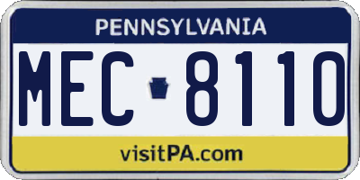 PA license plate MEC8110