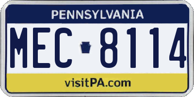 PA license plate MEC8114