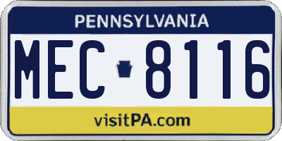 PA license plate MEC8116