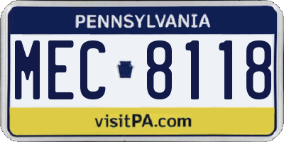 PA license plate MEC8118