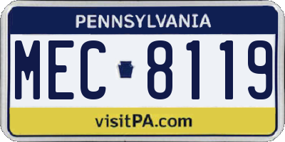 PA license plate MEC8119
