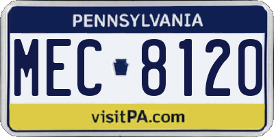 PA license plate MEC8120