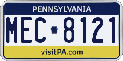 PA license plate MEC8121