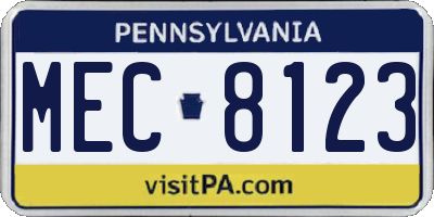 PA license plate MEC8123