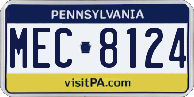 PA license plate MEC8124