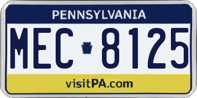PA license plate MEC8125